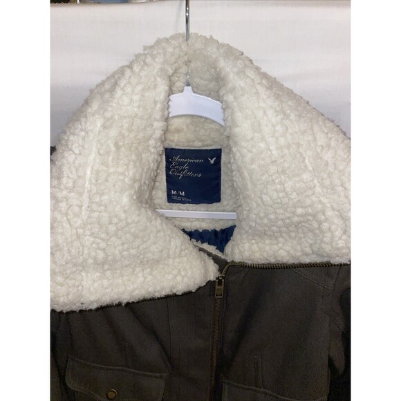 American Eagle Outfitters Women’s Fleece Jacket Size Medium Army Green Outdoors - Picture 3 of 12